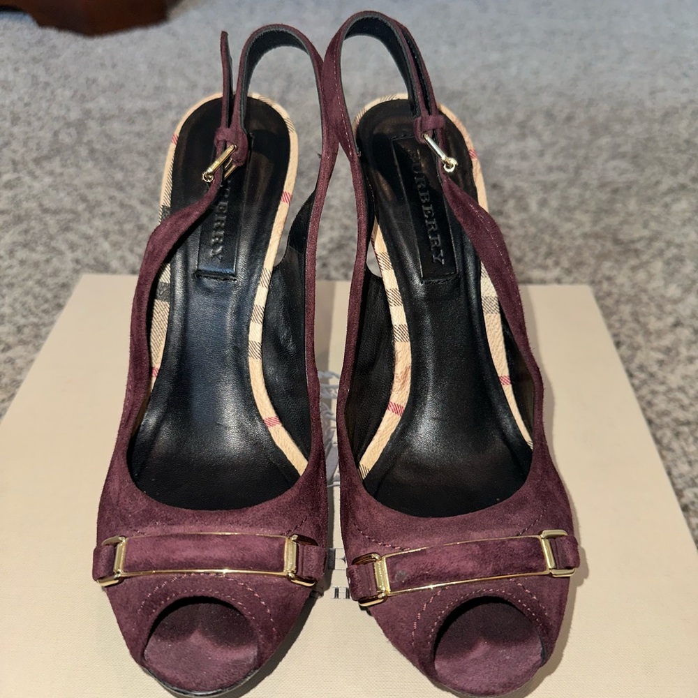 Burberry Plum Slingback Heels
